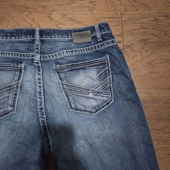 BKE Buckle Tyler Jeans Men 36L 36x36 Blue Straight Leg Denim Western Distressed - Picture 7 of 10